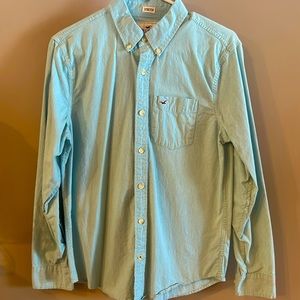 Hollister, men’s button down shirt, light green/mint, small
